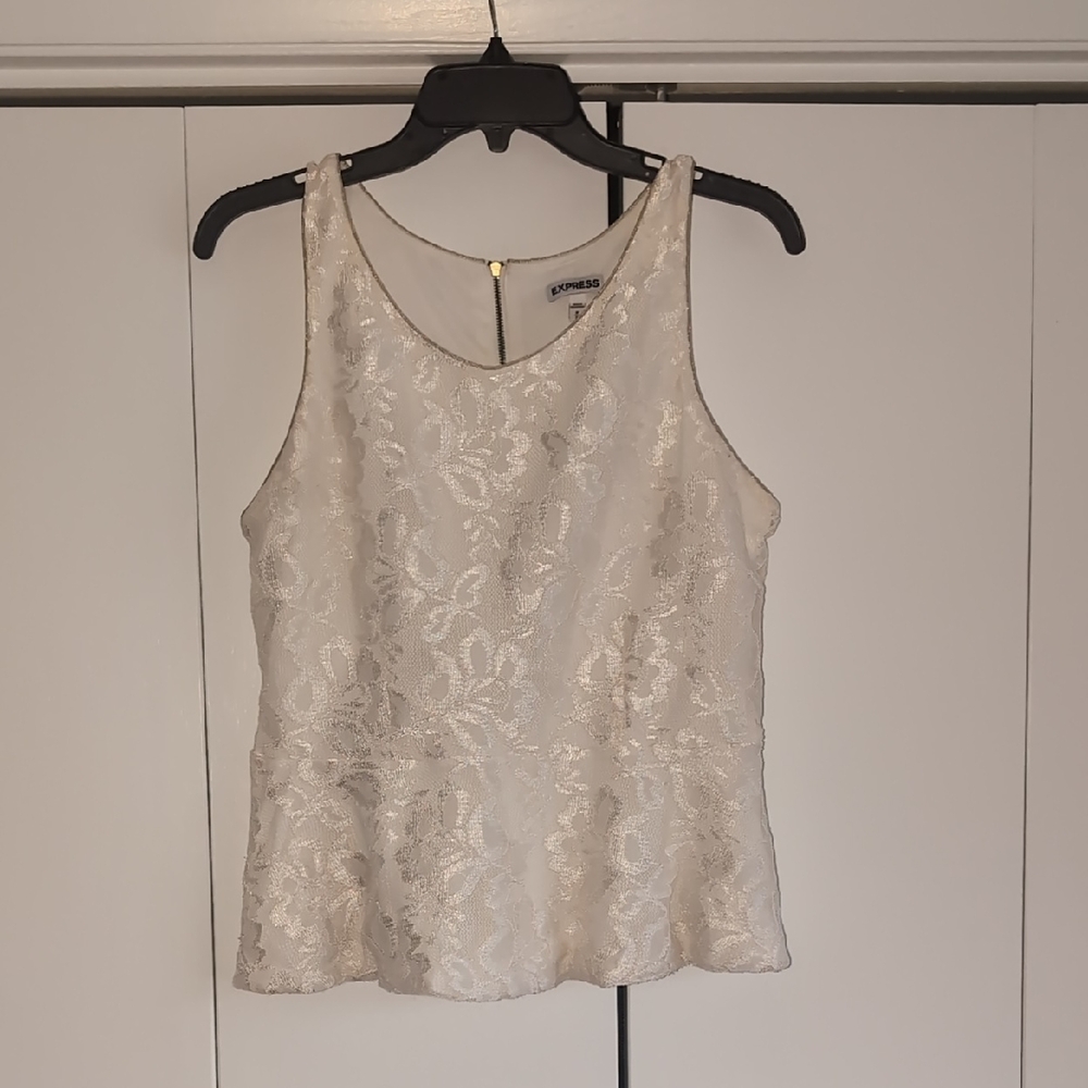 Express Cream Floral Lace Tank Top